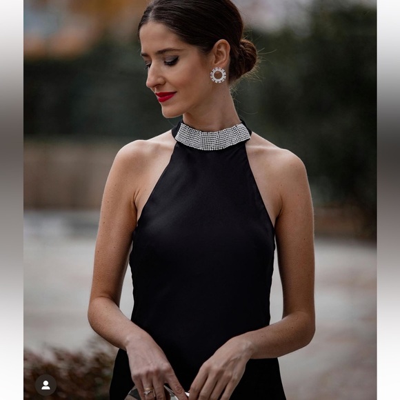 ZARA BLOGGERS FAV SLIP DRESS WITH BEADED COLLAR - Picture 5 of 10